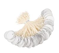 BENECREAT 100 Pack Round Blank Price Tags with Cord, 1.2 Inch/30.5mm White Yard Sale Labels Garage Sale Tags, Tear-Resistant Cotton String for Handmade Crafts Boutique