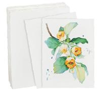 BENECREAT 100 Sheets White Deckled Edge Watercolor Paper 20.3x15.2cm/8x6 Inch, 160 GSM Cotton Textured Handmade Paper for Watercolor Painting, Sketching, Wedding Invitations, Cards, Crafts