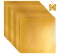 BENECREAT 100Pcs 150x150mm/6x6inch Gold Embossing Foil Sheets, 0.08mm Thick Aluminum Metal Crafts DIY Foil, Gold Squares Tin Foil for Double-Sided Painting Engraving Embossing Art Project Crafts