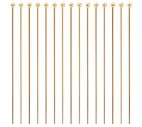 BENECREAT 100Pcs 18K Gold Plated Brass Ball Head Pins, 0.8mm Wire Headpins for Earring Bracelet Jewelry Making