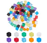 BENECREAT 100pcs Blank Dice Cubes, 10mm Acrylic, 10 Colors, 10x10x10mm Storage Box for Creative Board Games and Maths Teaching