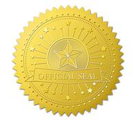 BENECREAT 100pcs Official Seal Gold Foil Certificate Seals, 5cm Star Self Adhesive Embossed Stickers Decoration Labels for Envelopes Diplomas Certificates Awards Graduation