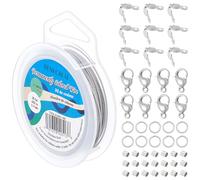 BENECREAT 10m 7 Strand Stainless Steel Beading Wire, with 200Pcs Jump Rings, 200Pcs Crimp Beads, 100Pcs Bead Tips and 20Pcs Lobster Claw Clasps for DIY Jewelry Making, 0.8mm