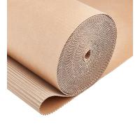 BENECREAT 10m x 30cm Brown Single Face Corrugated, Corrugated Cardboard Roll Durable Corrugated Wrap Paper for Packing, Mailing, Moving, 2.8mm Thick