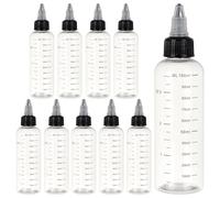 BENECREAT 10PCS 100ml/3.38 oz Transparent Plastic Squeeze Bottles with Scale and Black Twist Cap Graduated Squeeze Dispensing Bottles for Ink Liquid, Oils, Gels, Glue