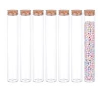 BENECREAT 10Pcs 100ml Glass Test Tube with Cork Stopper, Clear Flat Mini Glass Bottles Jars for Party Favors, Candy, Spices, Beads