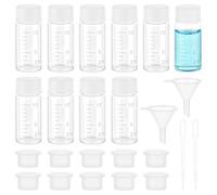BENECREAT 10Pcs 10ml Liquid Travel Small Glass Bottle, 10Pcs Leak-Proof Plug, 5Pcs Dispenser, 2Pcs Dispensing Funnel for Travel, Camping & Daily Essentials Storage