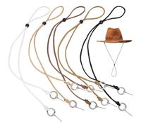 BENECREAT 10Pcs 5 Colors 470mm/18.5 Inch Polyester Hat Chin Strap with Beads and Rings, Cowboy Hat Strap Windproof Hat Lanyard Adjustable Hat Cinch Cord for Outdoor Activities Sun Hat and Western Hat
