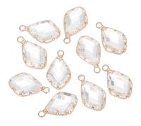 BENECREAT 10Pcs Faceted Drop Glass Charm, 21x12.5x5.5mm Drop Charms with Brass Edge, Pendants Channel Set Stones for Anniversary, Jewelry Making DIY Accessories
