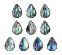 BENECREAT 10Pcs Natural Abalone Teardrop Shape Beads, 16x12mm/0.63x0.47inch Colorful Teardrop Paua Shell, Flat Loose Beads for Jewelry Making DIY Earring Bracelet Necklace