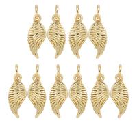 BENECREAT 10Pcs Real 18K Gold Plated Brass Wing Charm, Brass Angel Wing Pendant with Jump Ring for Jewelry Making, Jewelry Accessories for Bracelet, Necklace, Earring DIY, 16x6.5x2mm