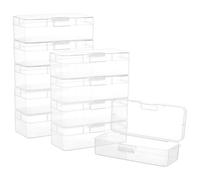 BENECREAT 10PCS Rectangle Plastic Container Box, 16.3x6.6x4.6cm/6x3x2 Inch Clear Storage Organizer, Transparent Boxes with Hinged Lids for Beads Small Items Craft Items