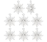 BENECREAT 10Pcs Silver Plated Brass Sun Shape Pendant, Sun Charms Celestial Pendants for Crafting Bracelet Necklace Jewelry Findings Making, 17.5x15.5x3mm, Hole: 1mm