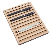 BENECREAT 11 Slot Ink Pen Jig For Engraving, 16.5x22cm MDF Ink Pen Holder, Creative Pen Maker Fixing Jig for Customs Engravers, 14.9x1cm Inner Diameter