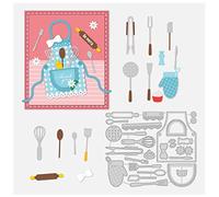 BENECREAT 11x13cm Kitchen Theme Metal Embossing Decoration Stencils, Aprons and Tableware Cutting Dies Stencil for DIY Paper Card Scrapbooking Embossing, 0.8mm Thick