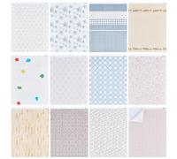 BENECREAT 12 Colors Miniatures Dollhouse Wallpaper, 28.5x21cm/11.2x8.3 Inch Modle House Floorboard Paper Sticker for DIY 1/12 Scale Dolls House DIY Decor