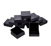 BENECREAT 12 Pack 10x10x3.5cm Black Earrings Necklace Boxes Square Black Cardboard Jewellery Box Small Gift Box with Velvet Filled for Party, Festivals, Wedding