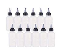 BENECREAT 12 Pack 4 Ounce Plastic Squeeze Dispensing Bottles with Black Twist Cap and Measurement, Open/Close Nozzle - Good for Crafts, Art, Glue, Multi Purpose