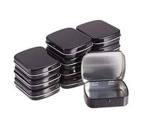 BENECREAT 12 Pack Black Rectangle Empty Hinged Tins Box Metal Hinged Tins Containers for Jewelry, Candy, Bead, Coin, Sewing Home Organizer