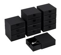 BENECREAT 12 Pack Paper Jewelry Boxes Drawer Storage Box 3.54x3.5x1.38inch/90x89x35mm Sponge Interior Mini Jewelry Case for Earring Rings Bracelet Organization