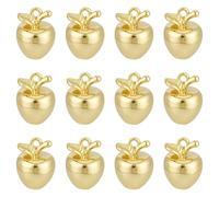 BENECREAT 12 Pcs 3D Apple Shape Brass Charms, 14K Gold Plated Pendants for Earrings Necklace Making DIY Crafts, 10.5x8mm/0.4X0.3 Inch
