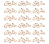 BENECREAT 12 Pcs Gold Plated Brass Pave Clear Cubic Zirconia Leaf Connector Pendant, Rhinestone Connector Link for Earring Bracelet Necklace Jewellery Making