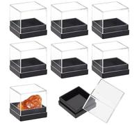 BENECREAT 12 Pcs Mineral Sample Case, 42x42x32.5mm Clear Display Case, Cube Display Box for Storage Jewelry Storage Container Home Countertop