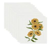 BENECREAT 12 Pcs Plastic Cross-Stitch Cloth 14 Count, 15x15cm Floral White Aida Fabric, Embroidery Sewing Supplies for Handmade Art Craft DIY