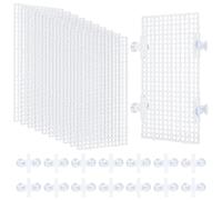 BENECREAT 12 Pcs Plastic Fish Tank Divider with 24 Suction Cups, 30x15cm/11.7x5.9 Inch Aquarium Isolation Grid Board for Separating Different Fish, White