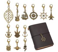 BENECREAT 12 Styles Traveler's Notebook Vintage Charms, Bracelet Charm with Lobster Clasps for Jewelry Making, Notebook Decor, Antique Golden Alloy Pendants for Journal Planner, Necklace, Keychain