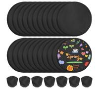 BENECREAT 120PCS Foldable Flying Disc Fan with Bag, 250mm/9.8inch Nylon Sublimation Folding Fans, DIY Handheld Fabric Fan for Outdoor Party Favors & Team Building Activities (Black)