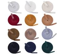 BENECREAT 12Pcs 12 Colors 1400mm/55inch Flat Hoodie Drawstring Cords Replacement, 12mm/0.47inch Wide Hoodie String Replacement Cord for Sweatpants Jacket Coats Shorts Shoes, Dark Color