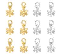 BENECREAT 12Pcs 18K Gold & Platinum Plated Brass Flower Charms, Dangle Charm Pendants with Jump Rings for Weddings, Halloween Making Bracelet Necklace Earring Pendant Jewelry DIY Handicrafts