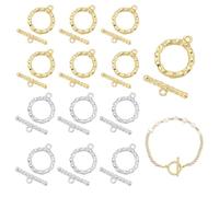 BENECREAT 12Pcs 2 Colors Real 18K Gold Plated Brass Toggle Clasps, OT End Clasps Connectors Bar, T-Bar Closure Clasp for Jewelry Making DIY Crafting Supplies Bracelet Necklace