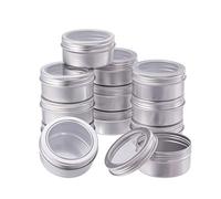 BENECREAT 12pcs 80ml Aluminum Tin Jars with PVC Window, Round Aluminum Tin Cans Cosmetic Containers with Screw Lid for DIY Crafts Candle Travel Storage-Platinum