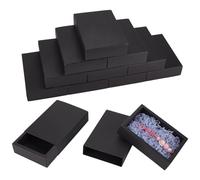 BENECREAT 12PCS Black Paper Drawer Boxes, 18.2x12.7x4.2cm Rectangle Kraft Paper Gift Box Cookie Boxes for Wedding Party Gifts, Jewellery Packaging
