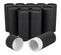 BENECREAT 12Pcs Black Paperboard Tubes, 50ml Essential Oil Bottle Packaging Box Tube Container with Lid for Crafts Project Oil Bottle Jewelry Pencils Gift Packaging
