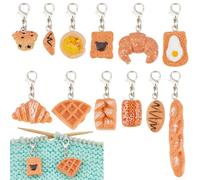 BENECREAT 12Pcs Bread Stitch Marker Charms, Resin Pastry Pendant Crochet Stitch Markers with Alloy Lobster Claw Clasps for Knitting Weaving Sewing Accessories Quilting Jewelry Making