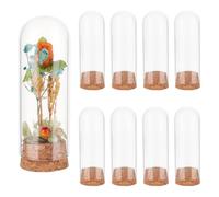 BENECREAT 12Pcs Glass Display Dome with Cork Base, 3.7x10cm Glass Bottles Jars, Cloche Bell Jar for Flower Plants, Specimens, Crafts