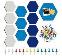 BENECREAT 12pcs Hexagon Felt Board, 138x120mm/5.4x4.7Inch Self Adhesive Felt Pin Board, 3 Colors Wall Tiles for Office Home Wall Decor Stickers Memos Photos Display