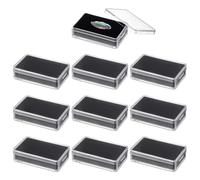 BENECREAT 12Pcs Plastic Gemstone Storage Boxes, 5.7x3.7x1.5cm Rectangle Clear Jewelry Box with Black Sponge for Gemstone, Jewelry, Crystal Diamond Accessories Display