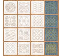 BENECREAT 12Pcs Plastic Sashiko Stencil, 13x13cm Dense Grid Pattern Embroidery Tool Drawing Line Template for Hand Quilting and Embroidery, 0.3mm Thick