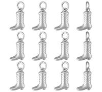 BENECREAT 12Pcs Platinum Plated Brass Cowboy Boot Charms, Western Cowboy Pendants for Jewelry Necklace Bracelet Earrings Making DIY Crafts