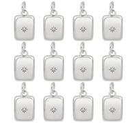 BENECREAT 12Pcs Platinum Plated Brass Rectangle Charms, Micro Pave Cubic Zirconia Pendants, DIY Jewelry Pendants for Jewelry Making DIY Necklace Bracelet 14x9.5mm/0.55x0.37inch