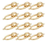 BENECREAT 12Pcs Real 18K Gold Plated Pearl Clasp Sets, Brass Fold Over Clasps for Necklace Bracelet Earring Jewelry Making, Hole: 1.4mm