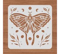 BENECREAT 12x12 Inch Moth & Moon Stencil Set, Plastic Drawing Templates for Wood Painting, Wall Art & Scrapbooking