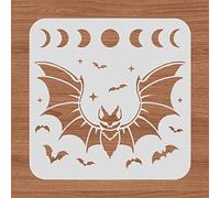BENECREAT 12x12inch Bat Plastic Cutouts Painting Template, Moon Phase Pattern Halloween Decoration Stencils for Art Spraying, DIY Mould Decor, Wooden Signs
