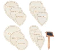 BENECREAT 13Pcs Macrame Leaf Cutting Molds Sets, Wooden Macrame Leaf Template 12Pcs 4 Styles Cutting Molds and 1Pcs Stainless Steel Comb for DIY Crafts Making