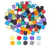 BENECREAT 140Pcs 10 Colors 7.5mm Blank Dice Acrylic Dice Cubes Assorted Color No Hole Beads with Storage Box for Dice DIY Making, Party Favor