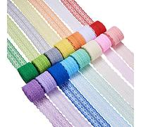 BENECREAT 15 Rolls 165 Yards Mixed Color Floral Pattern Fabric Lace Ribbon by the Roll for Wedding Invitation, Cards, Decorating, Sewing, Hair Bow Making, Gift Package Wrapping, 1-3/4 Inch Wide